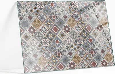 Zdjęcie produktu dla Szklany blat stołu z nadrukiem 80x60 cm – hartowane szkło z motywem – blat stołu z nadrukiem – szkło bezpieczne z grafiką – nowoczesny – dekoracyjny – łatwy w czyszczeniu – zamiennik blatu – szkło artystyczne – nowoczesny stolik szklany – blat dekoracyjny - Wzór mozaikowy z ornamentami