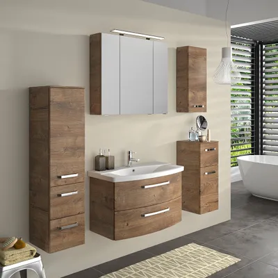 Produktbild von Badmöbel Set 5-teilig, Waschtisch 84cm breit, in Eiche Ribbeck SINTRA-66