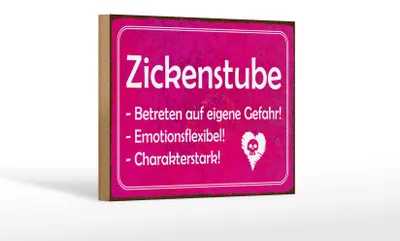 Produktbild von Holzschild Zickenstube 18x12cm Betreten eigene Gefahr