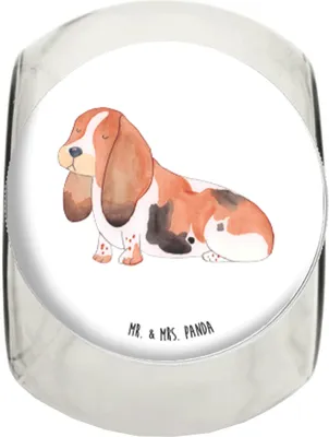 Produktbild von Mr. & Mrs. Panda Kaffeedose Hund Basset Hound XL 2000ml - Weiß - Geschenk, Süß, Sprüche, keksglas, Bonboniere, Vorratsbehälter, Hundeliebe, glasbehälter, Dekoglas