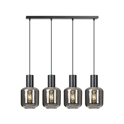 Zdjęcie produktu dla Lampa wisząca INGVAR czarna 4xE14x10W szkło wym:100x80x13cm IP20 Emibig