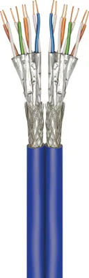 Produktbild von Kabel sieciowy CAT 7A+ duplex, S/FTP (PiMF), niebieski, 100 m - CU, AWG 22/1 (pełny), LSZH