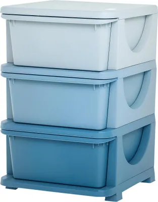 Image de Commode HOMCOM pour enfants avec trois tiroirs, rangement pour jouets, bleu
