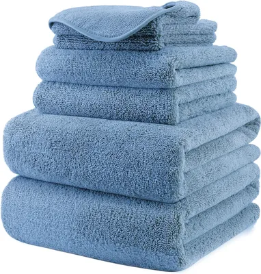 Produktbild von Mikrofaser Handtuch 152 x 76 cm, 6 Stück, blau, schnelltrocknend, für Strand