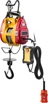 Image de Treuil électrique 2 en 1, capacité de 300 kg, grue à treuil portable de 1500 W, hauteur de levage de 30 m, vitesse de 18,9 m/min, avec télécommande filaire et sans fil pour usine, entrepôt, garage