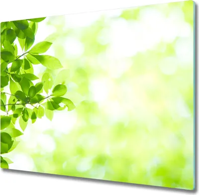 Produktbild von Glas Herdabdeckplatte 60x52 cm Spritzschutz Glasabdeckplatte Schneidebrett Blätter