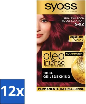 Immagine prodotto di SYOSS - Oleo Intense 5-92 - Tintura per capelli - Colore permanente - Rosso radioso - Colore a lunga durata - Confezione risparmio - 12 pezzi
