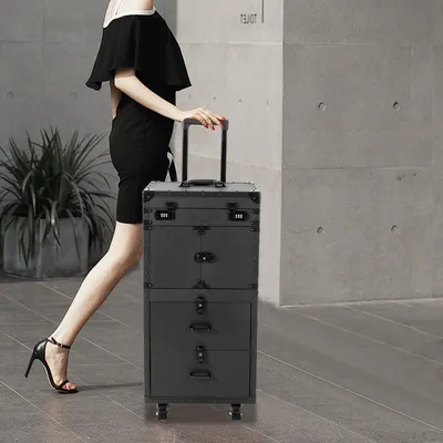 Produktbild von Kosmetiktrolley - Kosmetikkoffer - Beauty-Case - Kosmetikorganizer - Friseurtrolley - Schwarzer Kosmetikkoffer