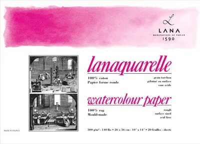 Produktbild von Lanaquarelle Block - 300 g/m² - rau - 23 x 31 cm - naturweiß - 20 Blatt