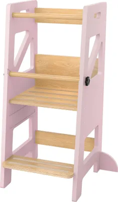 Produktbild von LARS360 Montessori Lernturm 2-in-1, Tritthocker höhenverstellbar, sicherer und stabiler Kindertritt, ideal für Babyzimmer und Kleinkinderzimmer, Rosa