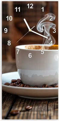 Produktbild von Wanduhr aus Glas mit Motiv Kaffeegenuss- 30 x 60 cm - inkl. Aufhängesystem