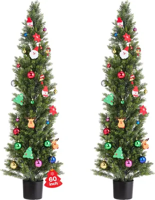 Zdjęcie produktu dla Vevor Sztuczne Drzewka Cedrowe Topiary 2 Szt 1524 Mm Mocne Solidne