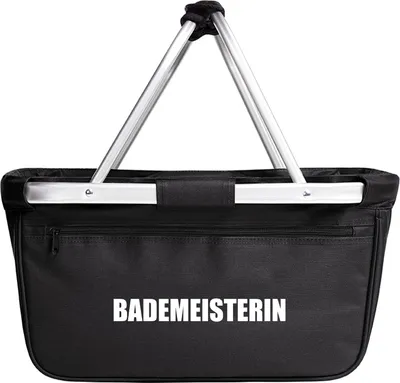 Produktbild von Huuraa Einkaufskorb Bademeisterin Schriftzug 20 Liter Black faltbarer Tragekorb Geschenkidee