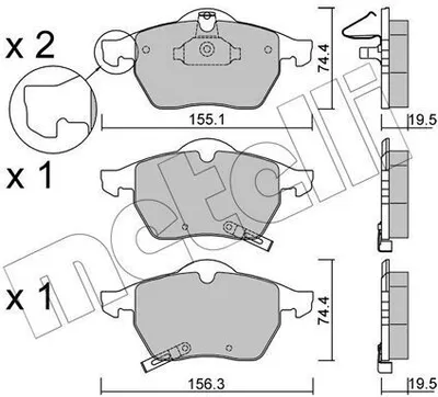 Produktbild von METELLI Bremsbeläge Satz Vorne Bremsklötze für SAAB 9-5 Kombi (YS3E) 22-0118-1