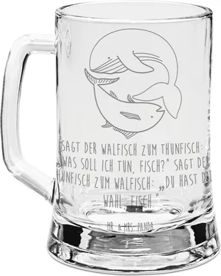 Produktbild von Mr. & Mrs. Panda Seidel Walfisch Thunfisch - Transparent - Geschenk, Humpen, Tunfisch, Flachwitz, Wal, Lustige Sprüche, Wahl, Krug, Bierkrug Mit Gravur, Witz, Glas