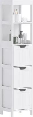 Image de Armoire de salle de bain HOMCOM avec 2 compartiments ouverts pour le salon