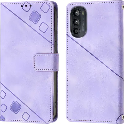 Produktbild von Hülle für Motorola Moto G52 Prägung Flip Leder Brieftasche Schutzhülle mit Ständer Lila