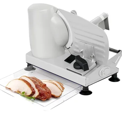 Immagine prodotto di Affettatrice elettrica per carne, lame in acciaio inossidabile, spessore regolabile, argento, UE