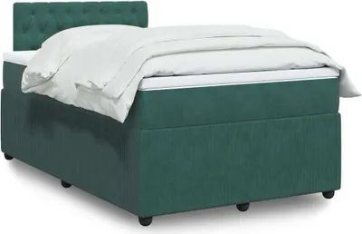 Produktbild von Schlichtes Boxspringbett mit Matratze Dunkelgrün 120x190 cm Samt - 9394662