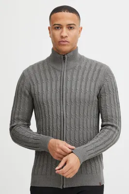 Produktbild von INDICODE IDPaulomo Herren Strickjacke Cardigan Grobstrick mit Stehkragen aus 100% Baumwolle