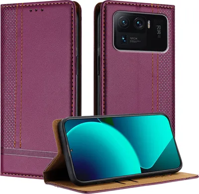 Produktbild von Handyhülle für Xiaomi 11 Ultra Leder Flip Klappbare Schutzhülle mit Standfunktion Lila
