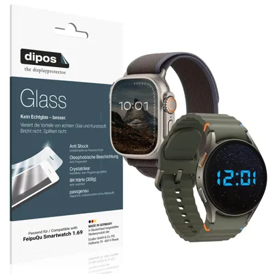 Produktbild von 2x Schutzfolie für FeipuQu Smartwatch 1.69 - Anti-Shock 9H Folie dipos Glass Kunststoffglas