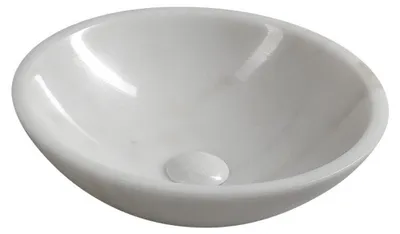 Zdjęcie produktu dla Kamienna umywalka BLOK Ø 40 cm, biały marmur, polerowana