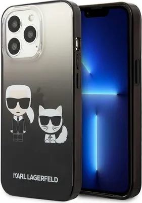 Produktbild von Karl Lagerfeld Gradient Iconic Karl & Choupette - iPhone 13 Pro Hülle (Schwarz)