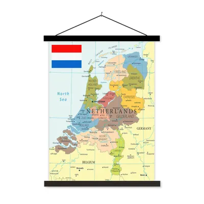 Obrázek produktu pro MuchoWow® Textilní plakát - Barevná mapa Nizozemska - 40x53cm - S černými lamelami