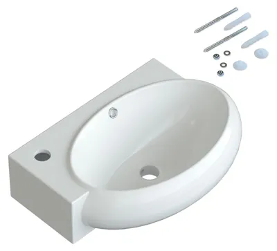 Keramik Handwaschbecken oval eckig 44x29 cm weiß mit Überlauf