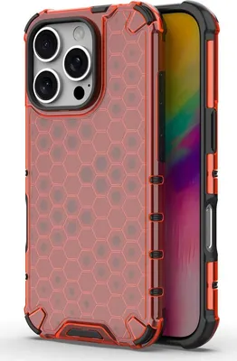 Produktbild von Mobigear Honeycomb iPhone 16 Pro Hülle Hardcase Backcover Stoßfest - Rot