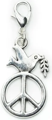 Produktbild von Friedenstaube Charm Miniblings Anhänger Taube Peace Zeichen Friede Vogel silber