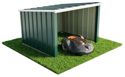 Metall-Garage für Rasenroboter, 78x92x62 cm, Schrägdach, Grün
