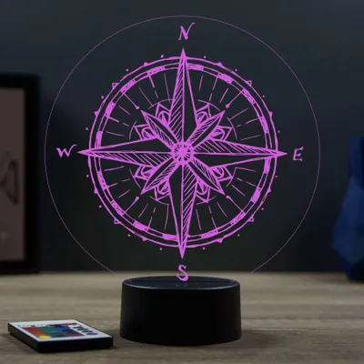 Image de Lampe 3D Boussole – LED – Idée Cadeau – Fabriquée en France