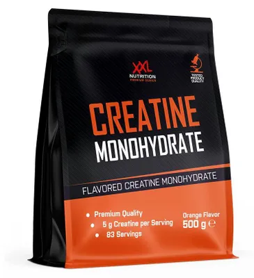 Produktbild von XXL Nutrition - Creatin Monohydrat Pulver - Ohne Zusätze - Muskelaufbau, Reines & Mikrofeines Kreatin Monohydrat - Orange - 500 Gramm