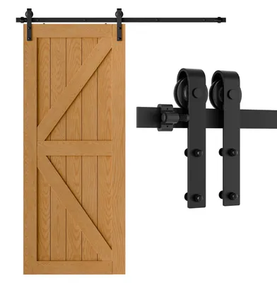 Schiebetürbeschlag 305 cm, schwarz, Aluminium, für Holz-Schiebetüren