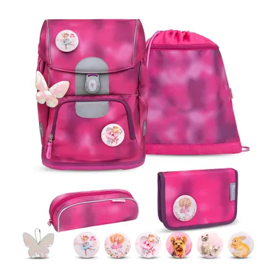 Belmil Motion ergonomisches Schulranzen Set 5-teilig "Shiny Pink" aus recyceltem Material