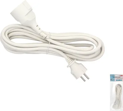 Image de Rallonge de câble électrique 5 mètres. Câble de rallonge 16 A. 3500 W. Connexion Sucko 3 pôles + terre. Couleur blanche
