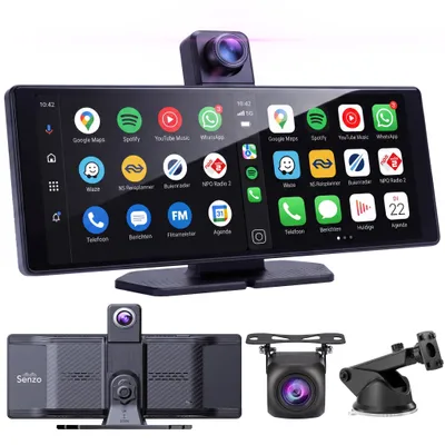 Image de Senzo Écran CarPlay 10.26 Pouces - Avec Dashcam 4K - Écran Android Auto - Caméra De Recul - Compatible Avec Apple CarPlay & Android Auto