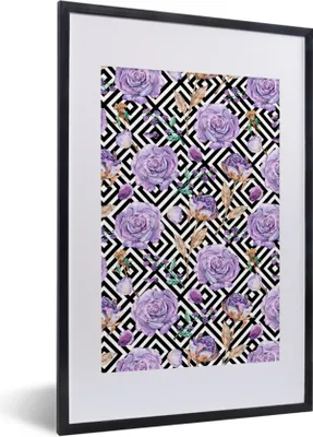 Produktbild von MuchoWow® MuchoWow® Gerahmtes Poster Blumen - Rosen - Abstrakt 40x60 cm - Poster mit zchwarzem Bilderrahmen - Poster in Rahmen