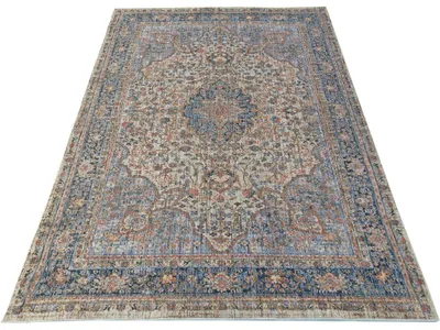 Zdjęcie produktu dla Kawałek dywanu 120x170 cm FRANCO z ornamentami - beżowy/niebieski