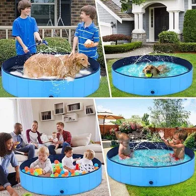 Produktbild von Hundesprungschaum - 80 cm Durchmesser - Hartes Kunststoff - PVC - Außen - Blau