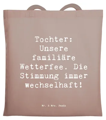 Produktbild von Mr. & Mrs. Panda Shopping Tasche Spruch Tochter Wetterfee - Braun Pastell - Geschenk, Freude, Geschenke, Tragetasche, festival, Uni, Familie, Tote Bag, Jutebeutel