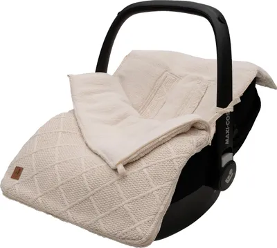 Produktbild von Jollein Check Knit Oatmeal 3/5-Punkt 0-9 Monate Autositz Fußsack 025-811-68038