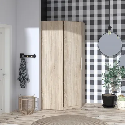 Produktbild von Eckkleiderschrank >CADIXO< in Sonoma Eiche - 94,2x212,9x94,2cm (BxHxT)