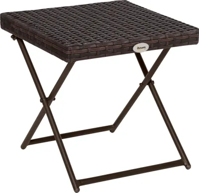 Produktbild von Outsunny Beistelltisch Gartentisch Klapptisch klappbar Polyrattan Braun