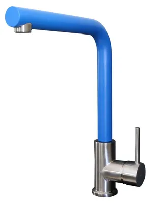 Image de Esseloki mitigeur évier façon inox et bec bleu Essebagno