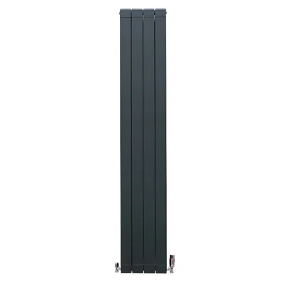 Productafbeelding van Aluminium paneelradiatoren & chroomkleurige thermostaafsluiters - 1800mm x 315mm – Anthracietgrijs