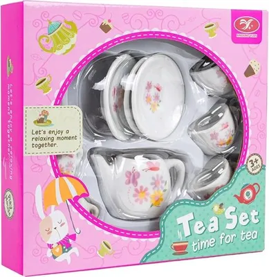 Produktbild von Spielzeug-Teeservice aus Porzellan mit Blumenmuster, Miniatur-Geschirr, Teekanne 7,5 cm