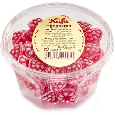 Obrázok produktu pre Küfa malinové ovocné cukríky s lahodnou malinovou príchuťou 200g